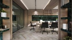 Desain kantor interior tema kontemporer